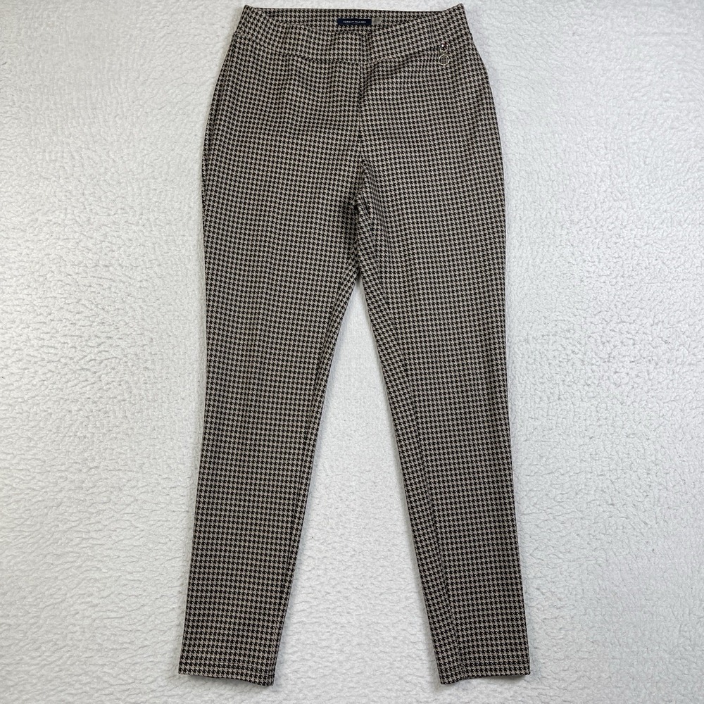 Tommy Hilfiger Pants Womens 6 Brown Black Houndstooth Chic Professional Preppy